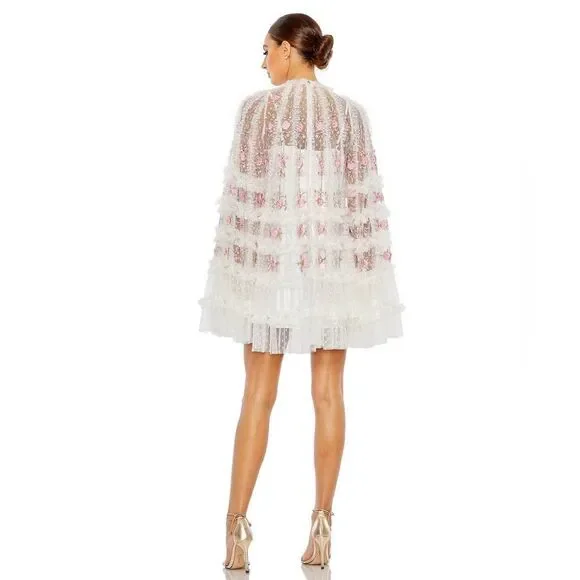 Mac Duggal 8031 Embroidered Flare Sleeve Embroidered Mini Dress - Picture 4 of 14